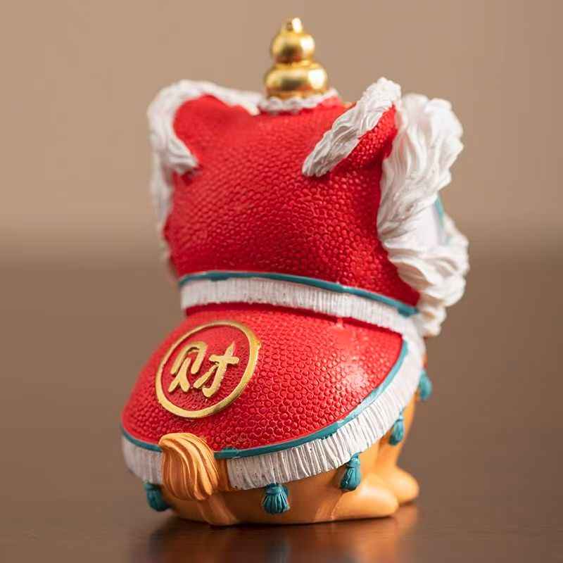 Guochao Lion Dance Figurine – Elegant Desktop Gift for Home or Office