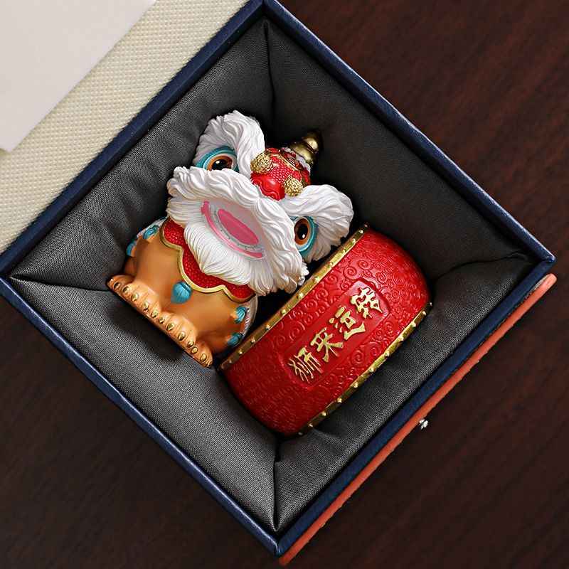 Guochao Lion Dance Figurine – Elegant Desktop Gift for Home or Office