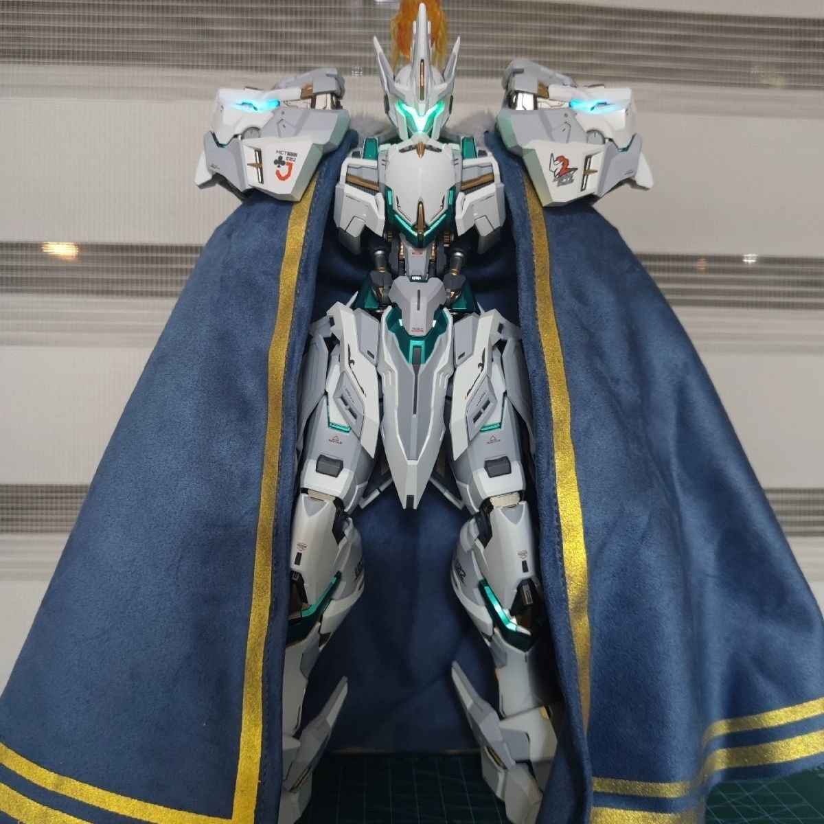 Lancelot Wide-Cut Cape in Cyan with Gold Foil & Flex Mane