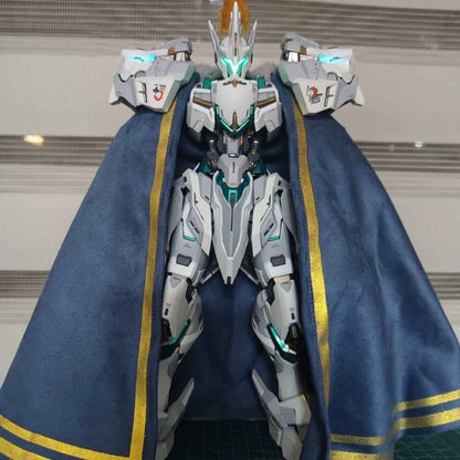 Lancelot Wide-Cut Cape in Cyan with Gold Foil & Flex Mane