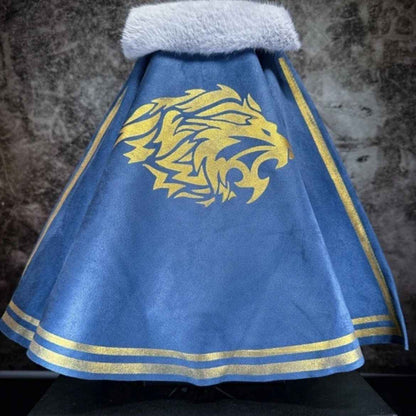 Lancelot Wide-Cut Cape in Cyan with Gold Foil & Flex Mane