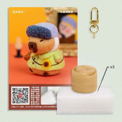 Capybara DIY Kit for Creating Your Own Stress-Relief Wool Felt Keychain
