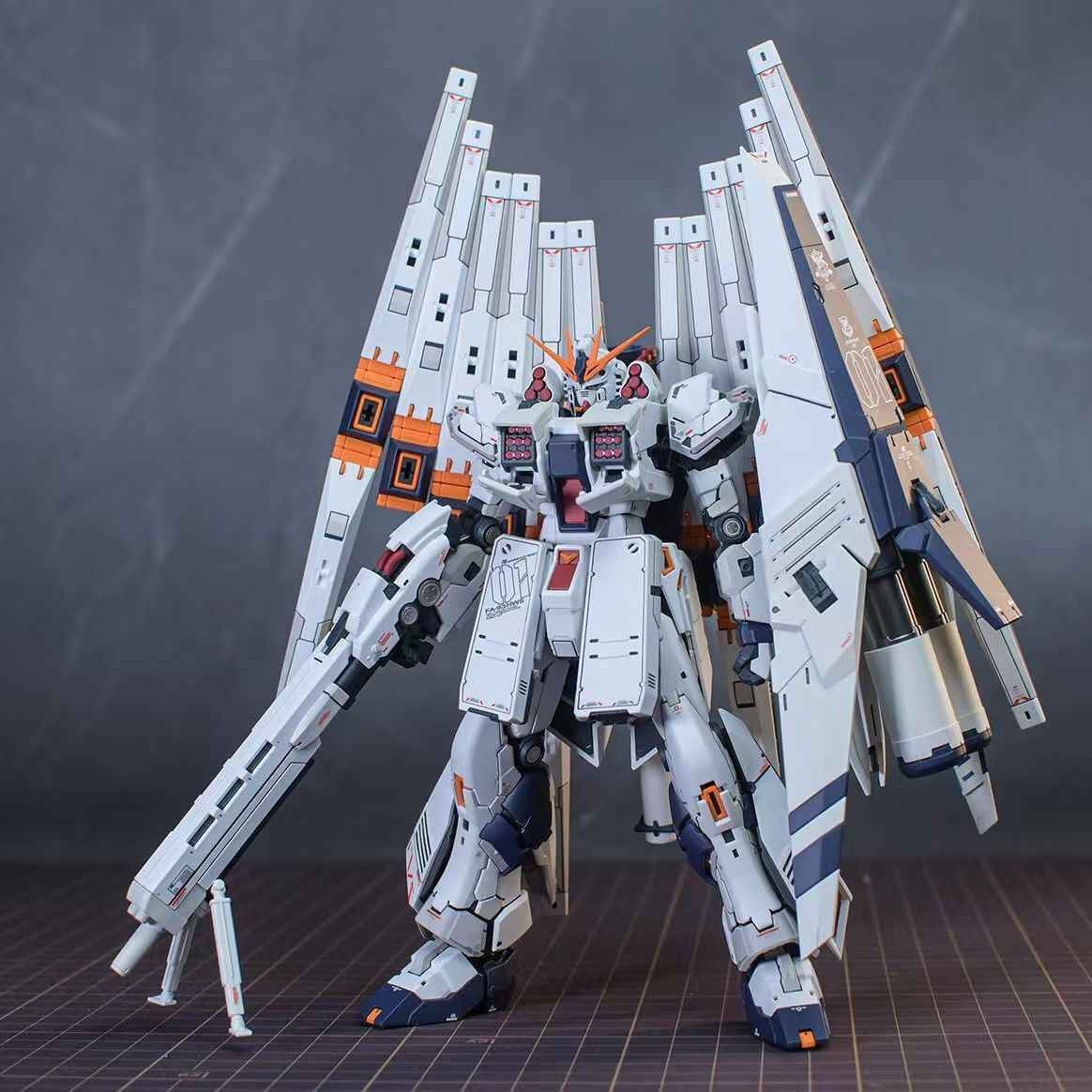 RG HWS ν Gundam Model Kit with 12 Funnels, Decals, and Stand Kit