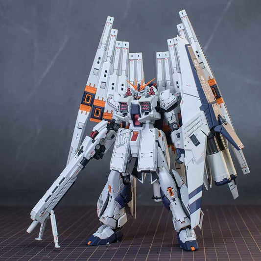 RG HWS ν Gundam Model Kit with 12 Funnels, Decals, and Stand Kit
