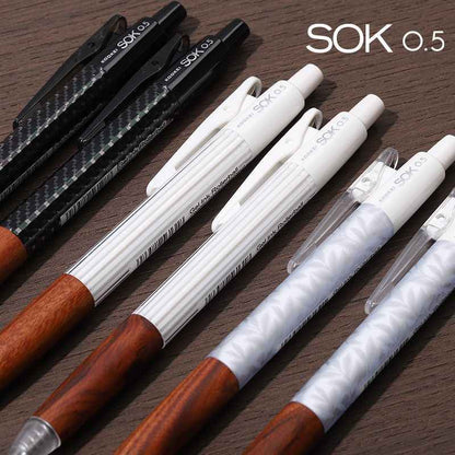 KOOKEI SOK 0.5mm Wood Grip Pen | Quick-Dry for Exams