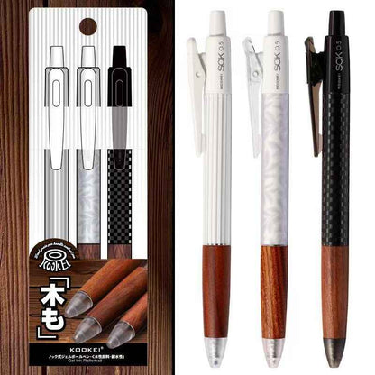 KOOKEI SOK 0.5mm Wood Grip Pen | Quick-Dry for Exams