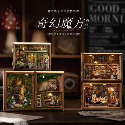 DIY Fantasy Cube House Kit | Wooden Miniature w/Tools