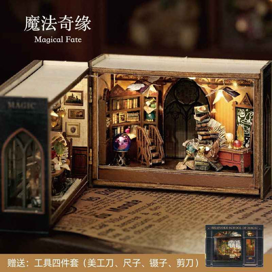 DIY Fantasy Cube House Kit | Wooden Miniature w/Tools