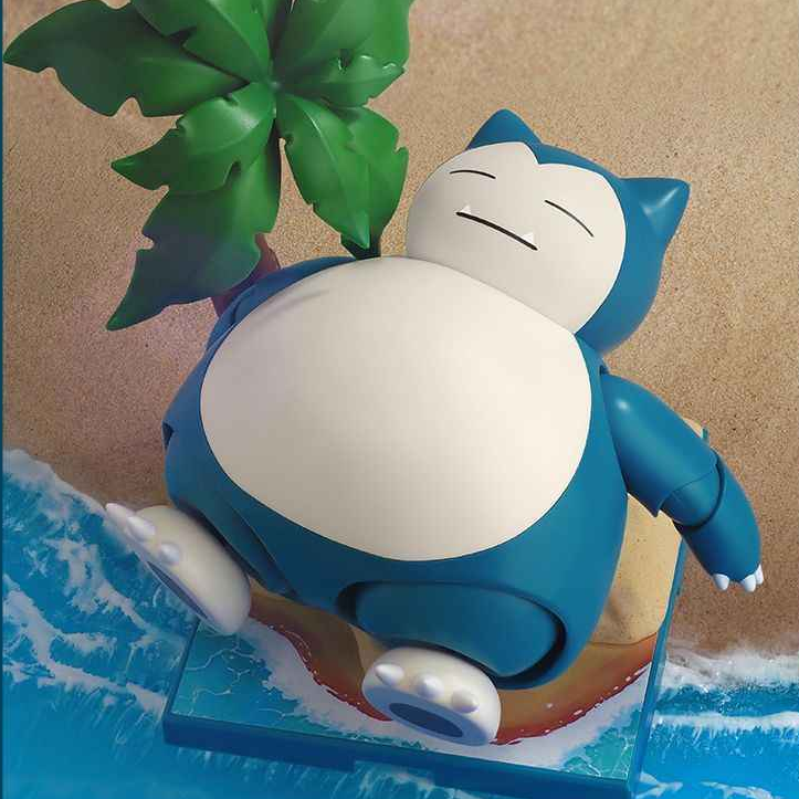 BluKu Snorlax Buildable Figure with Beach Scene - Classic Pokémon Toy