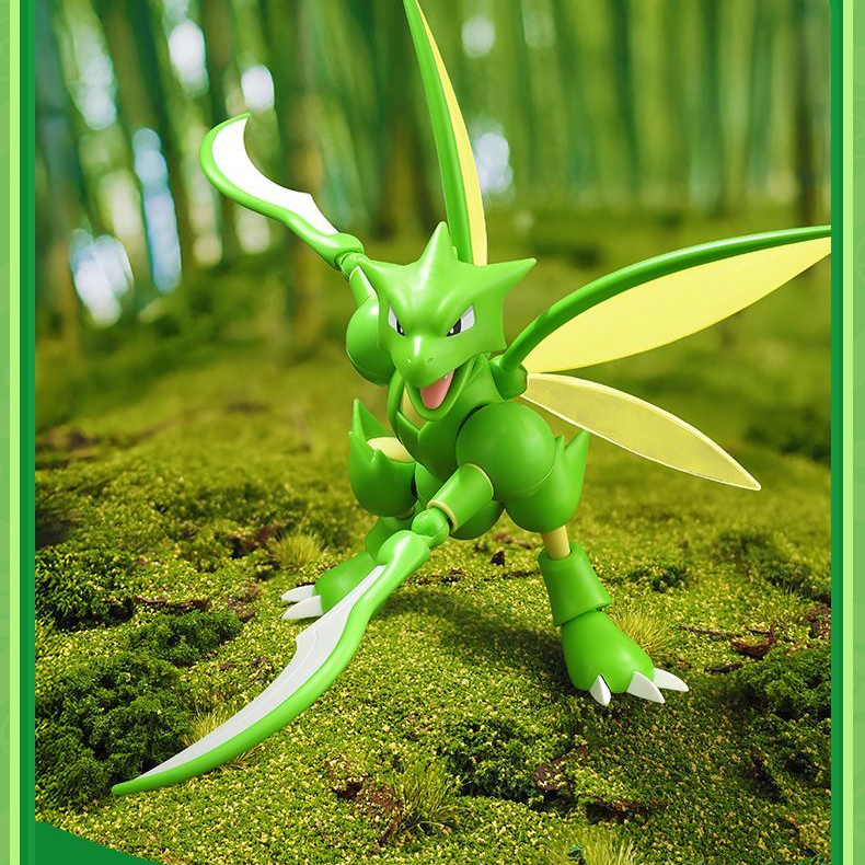 BluKu Pokemon Classic L Scyther | Buildable Figure w/Forest Scene