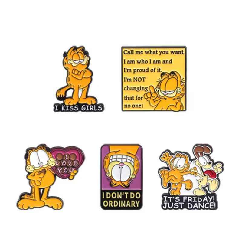 Garfield Enamel Pin | Funny Quotes & Anime Metal Lapel Pin for Couples ✨