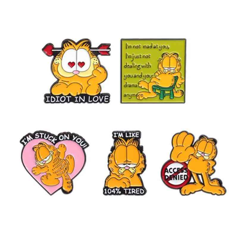 Garfield Enamel Pin | Funny Quotes & Anime Metal Lapel Pin for Couples ✨