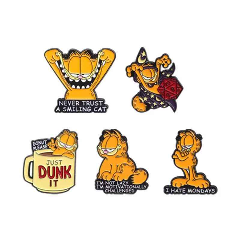 Garfield Enamel Pin | Funny Quotes & Anime Metal Lapel Pin for Couples ✨