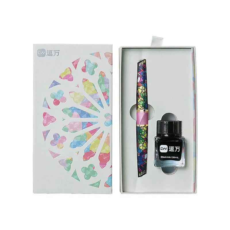 European Retro Pen Set: Stained Glass Design, Holiday Gift