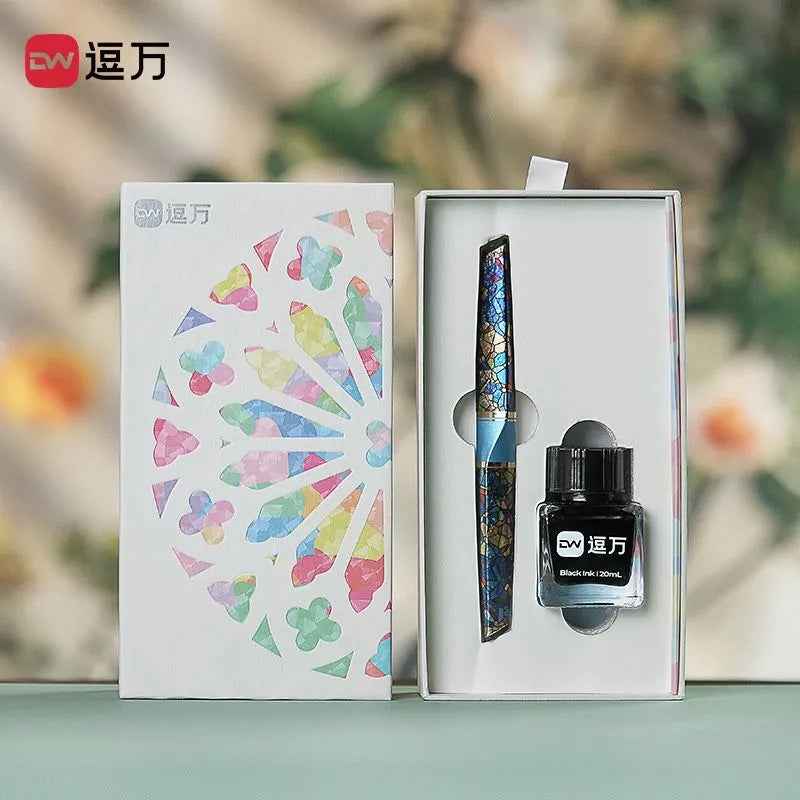 European Retro Pen Set: Stained Glass Design, Holiday Gift