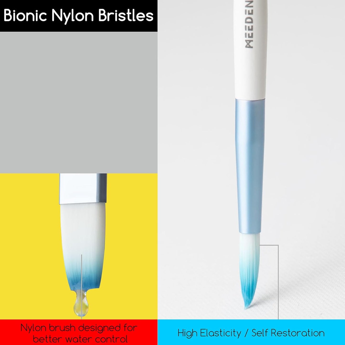 MEEDEN Watercolor Paint Brush Set 10 Piece Sky Blue