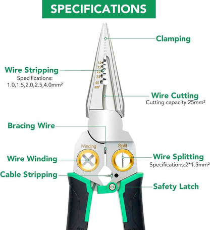 8-in-1 Electrical Wire Stripper Crimper Cutter Pliers