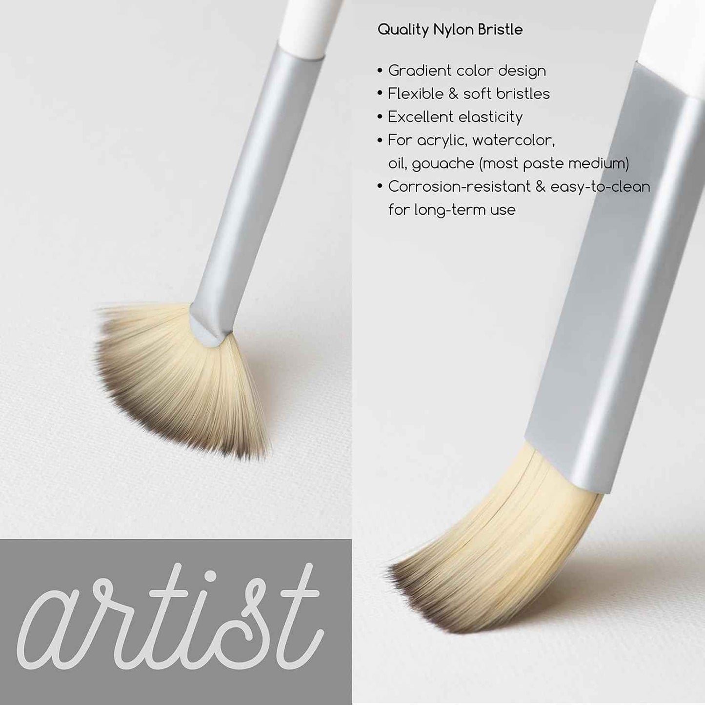 MEEDEN Artist Acrylic Paint Brushes 15 Piece with Carry Case