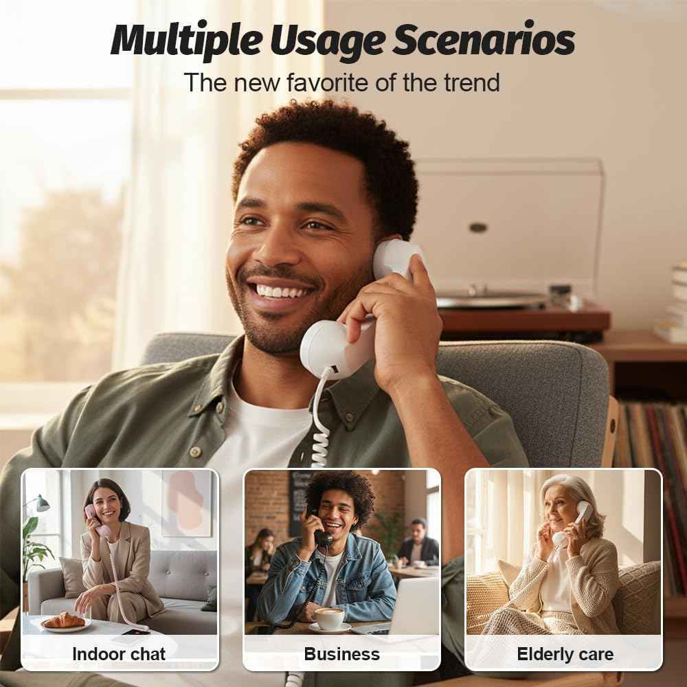 Retro Phone Handset Landline Telephone Style Type-C