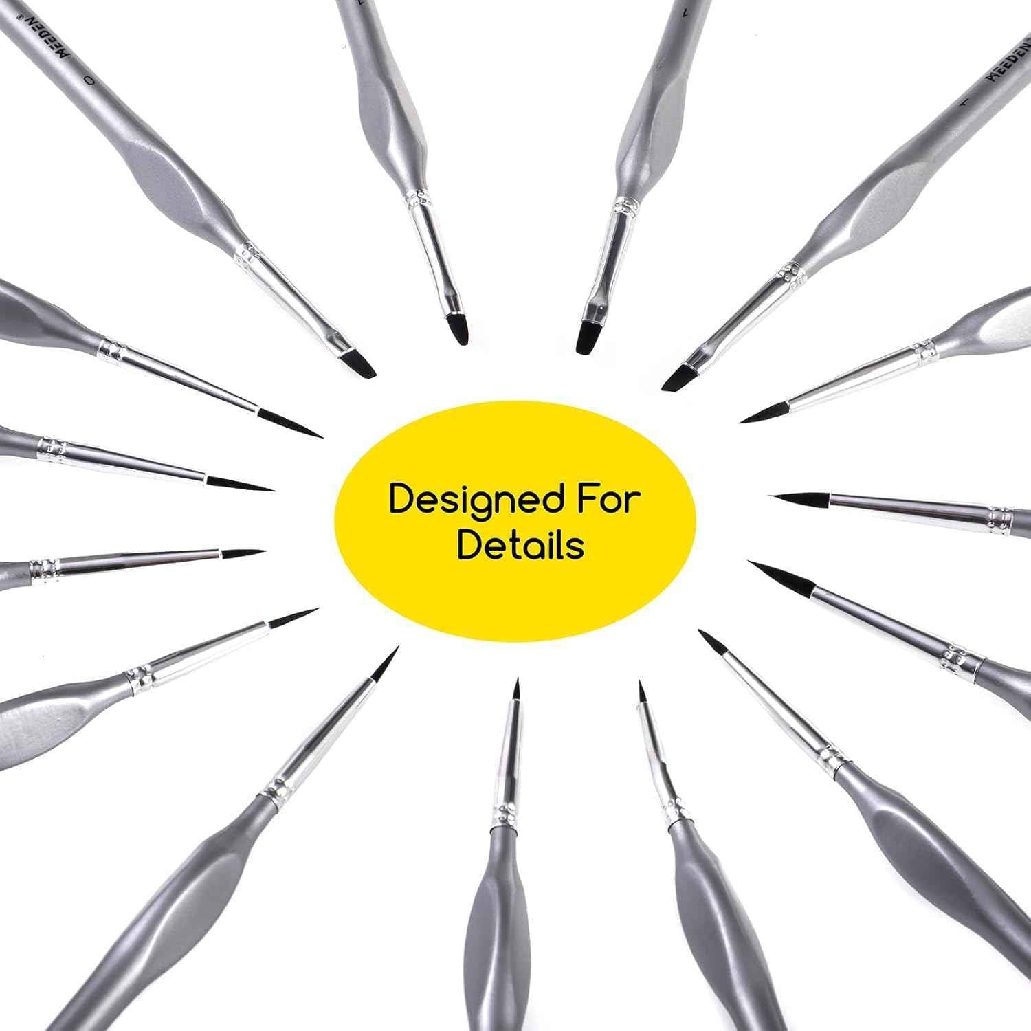 MEEDEN Detail Paintbrush Set 15 Pieces Miniature Paint Brush