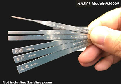 10in1 Stainless Steel Sanding Rod Fine Alexen Models Polishing Sticks - TTpen