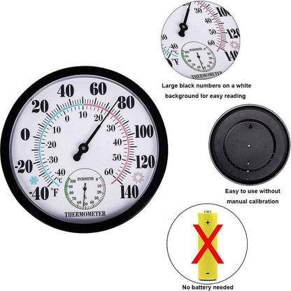 10 Inch Indoor Outdoor Thermometer Hygrometer