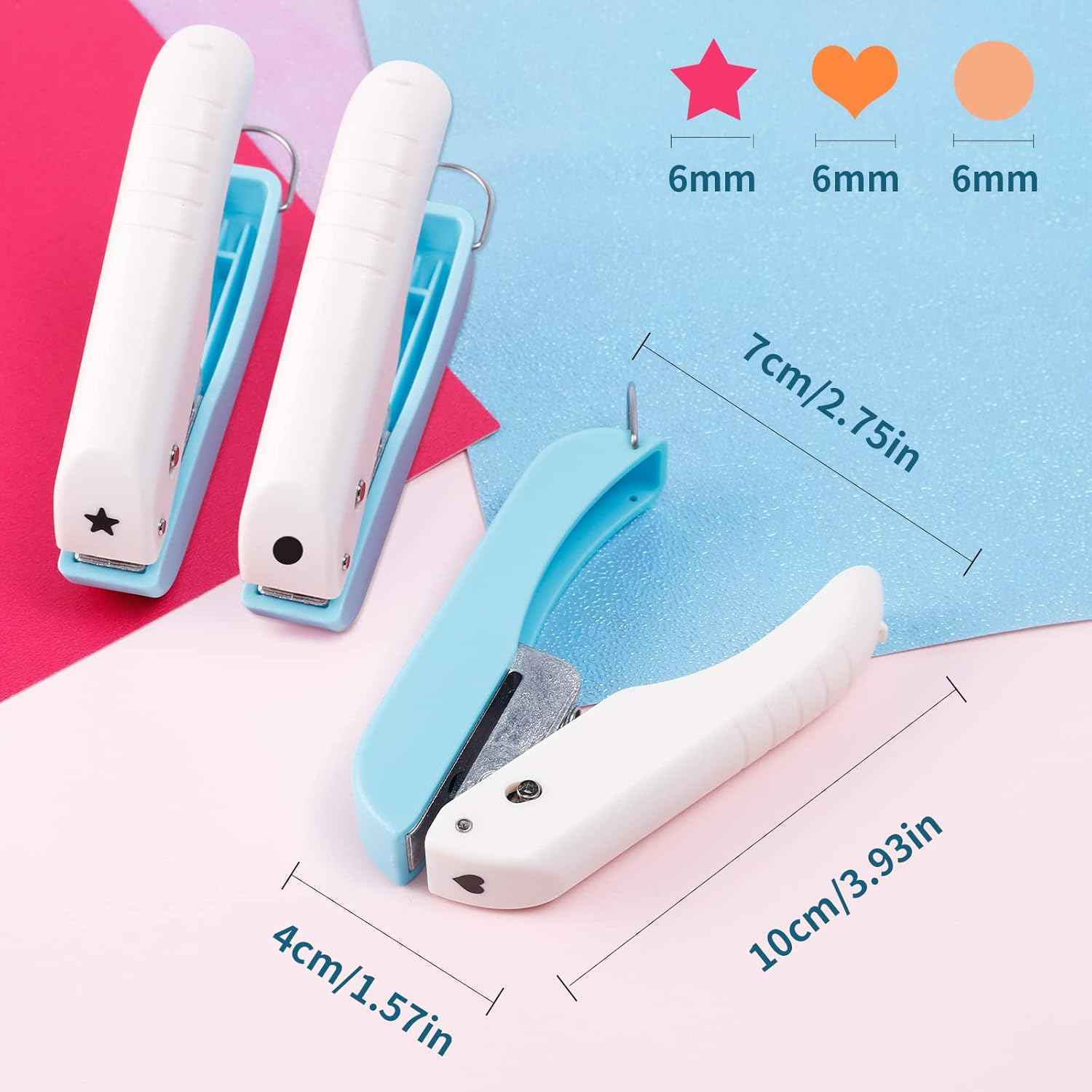 3 Pack Paper Craft Hole Punch Shapes,1/4 Inch