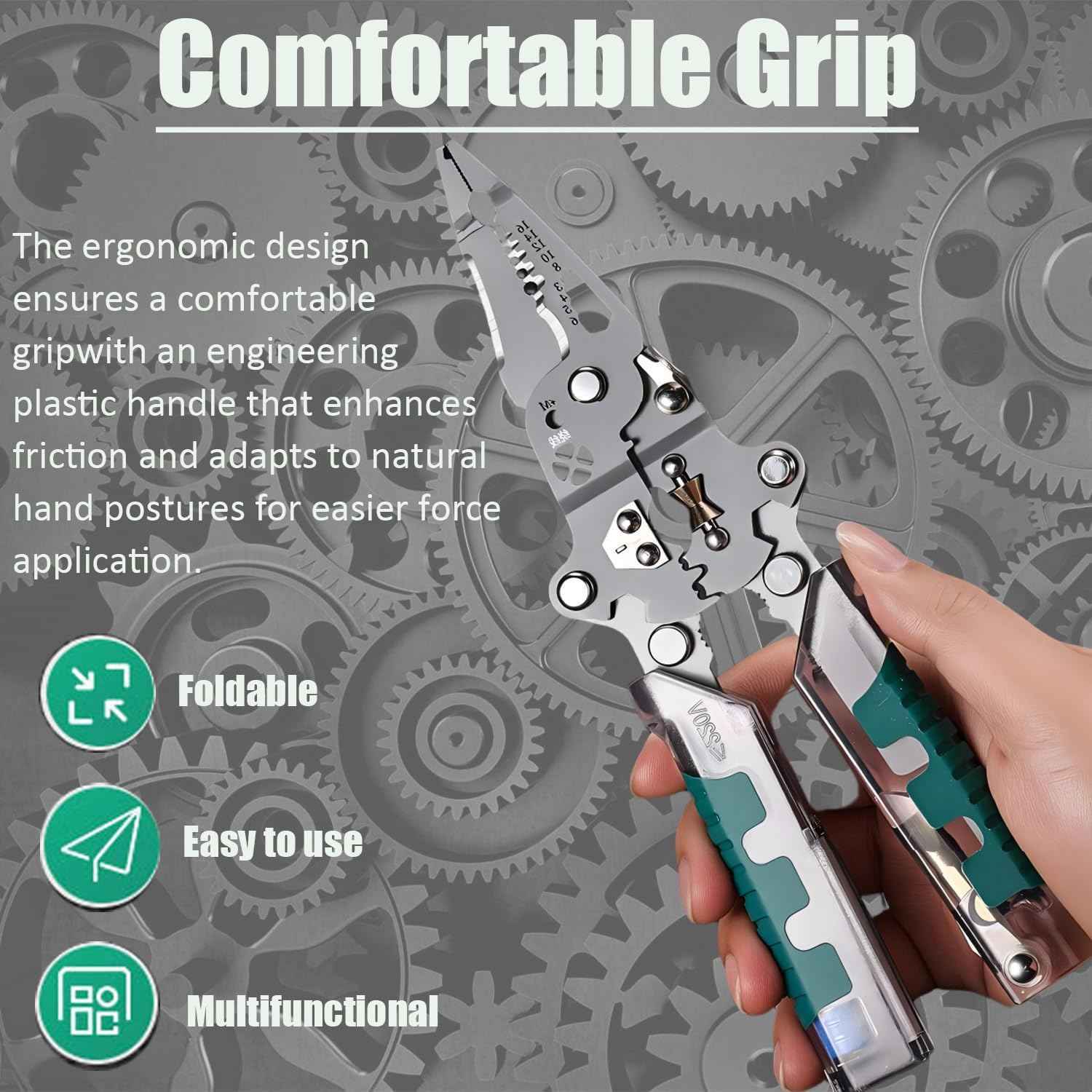 18-in-1 Folding Wire Stripper Pliers Multifunctional Tool