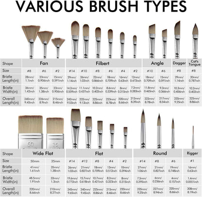 25pcs Professional Artist Acrylic Paint Brush Set