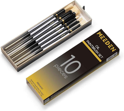 MEEDEN Oil Paint Brush Set 10 Pieces