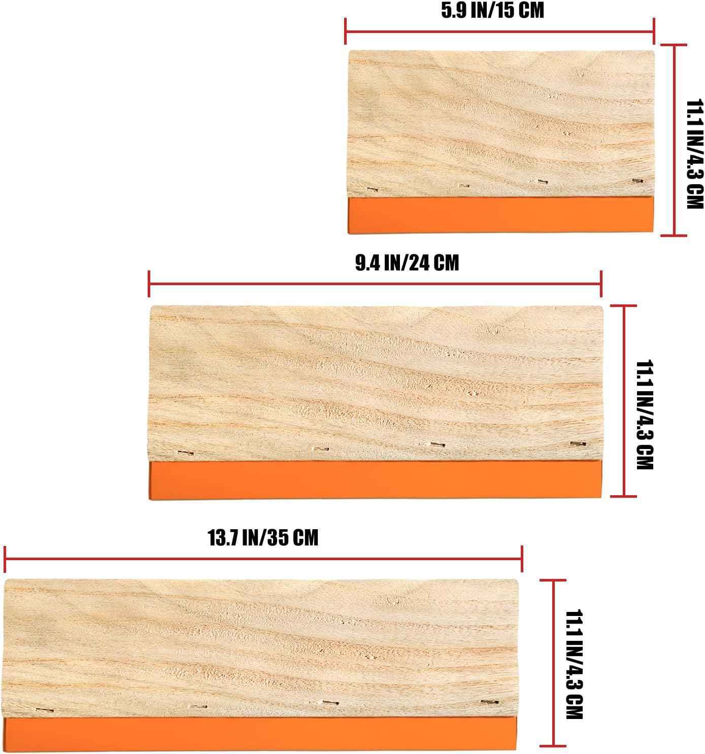 3 Pieces Screen Printing Squeegees - 3 Sizes (5.9/9.4/13.7 Inch)