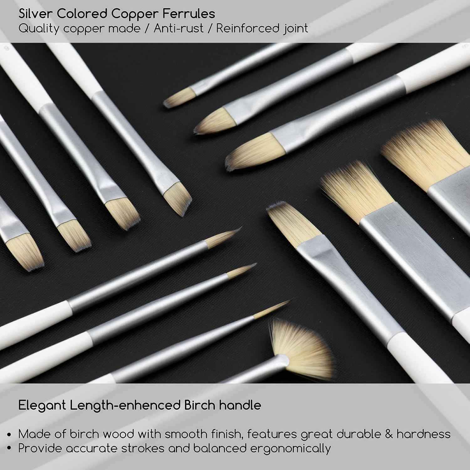 MEEDEN Artist Acrylic Paint Brushes 15 Piece with Carry Case