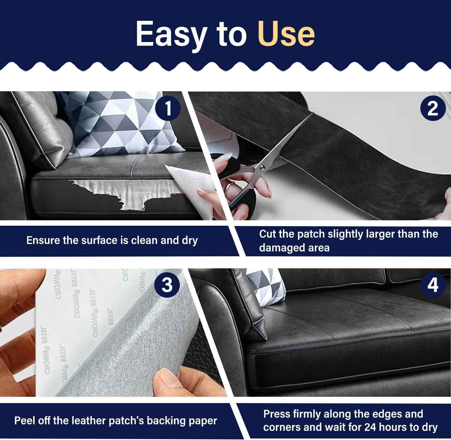 Leather Repair Patch for Furniture - Self Adhesive 3x60 Inch,2 Rolls