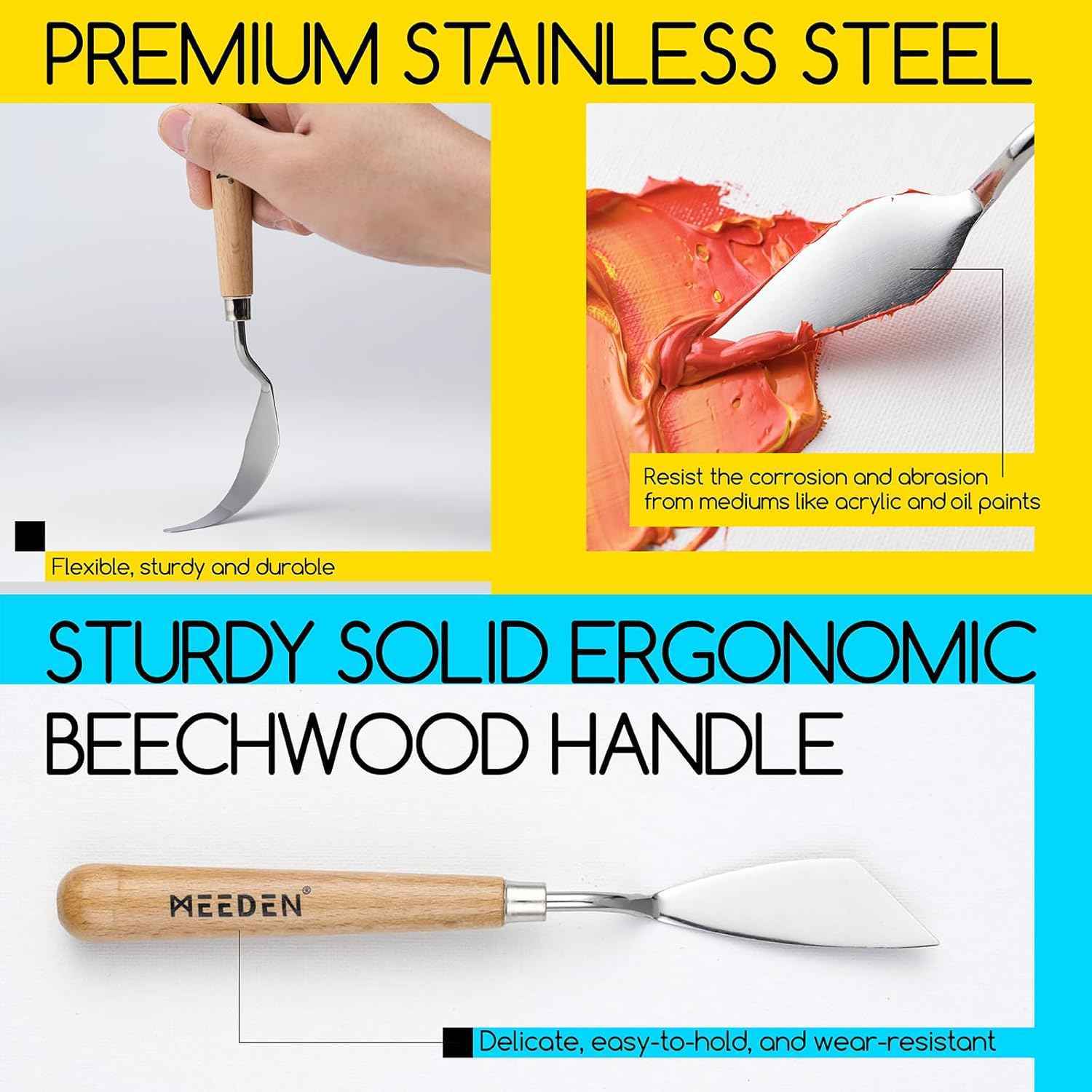 MEEDEN 5Pcs Palette Knife Set for Oil Canvas Acrylic Painting