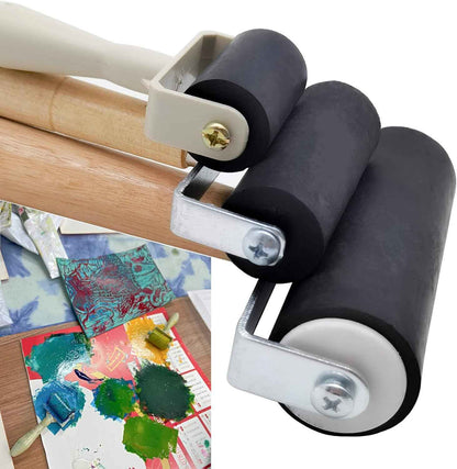 3 Pack Rubber Brayer Roller,1.4/2.4/4 Inch for Printmaking