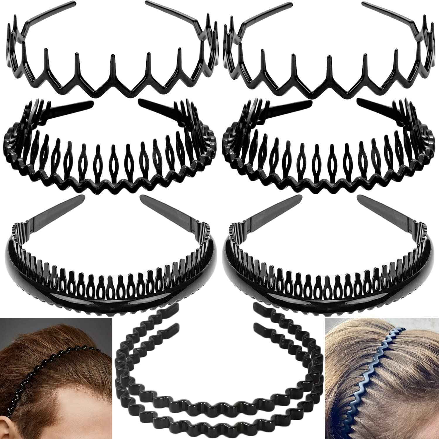8PCS Fashion Effortless Plastic Headbands with Teeth Comb