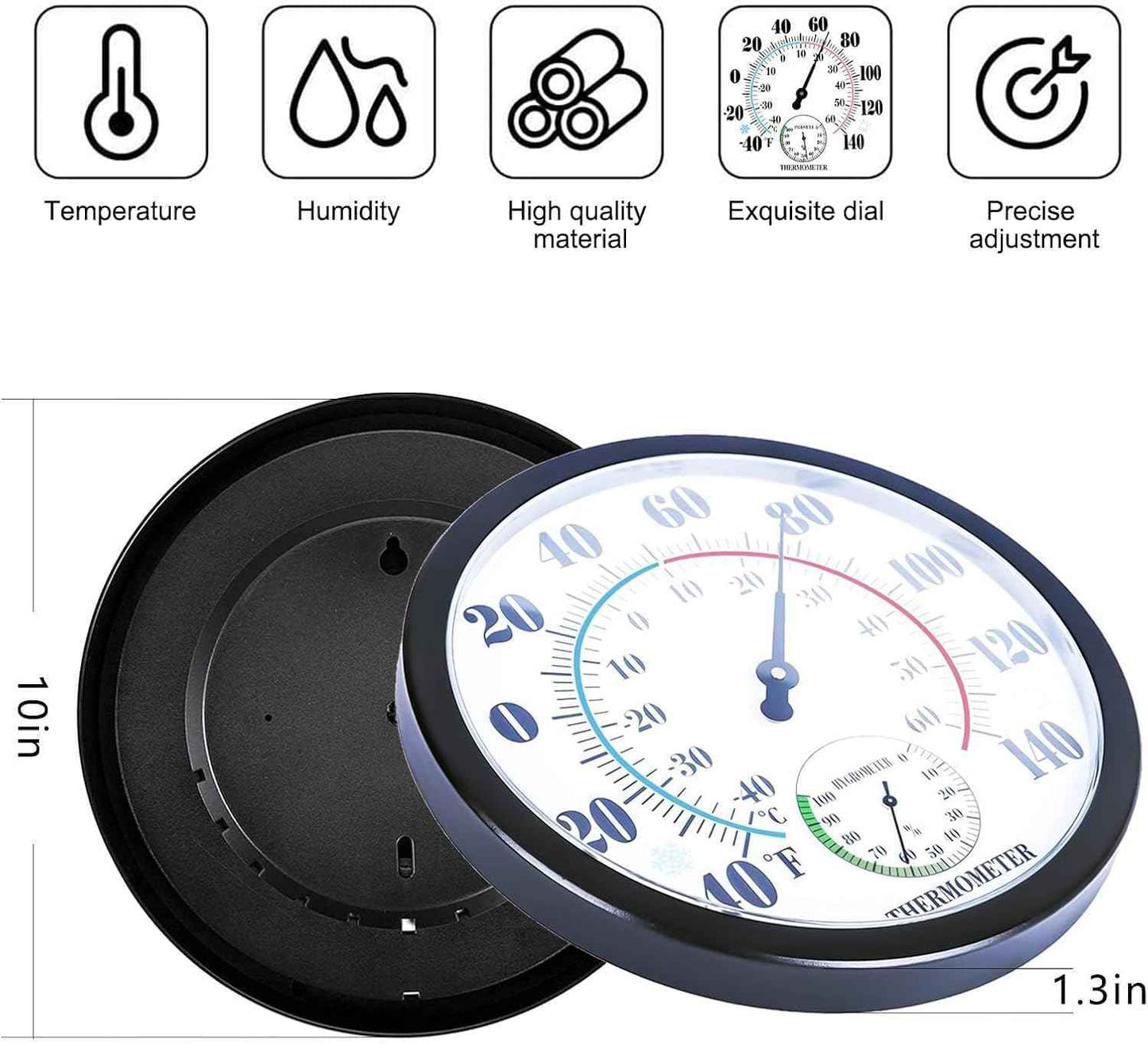 10 Inch Indoor Outdoor Thermometer Hygrometer