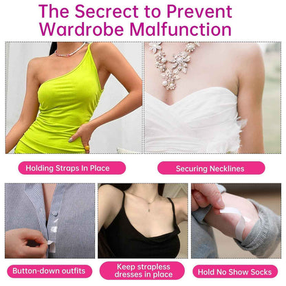 144-Strips Double-Sided Tape for Fashion, Clothes, Body 2 Sizes