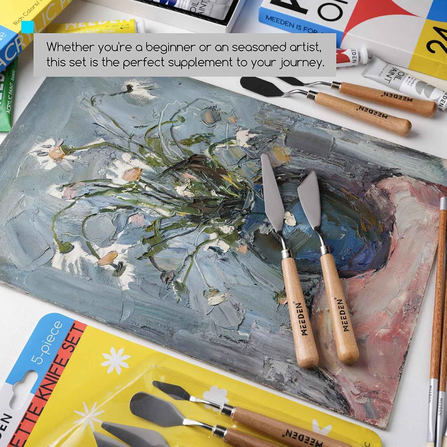 MEEDEN 5Pcs Palette Knife Set for Oil Canvas Acrylic Painting