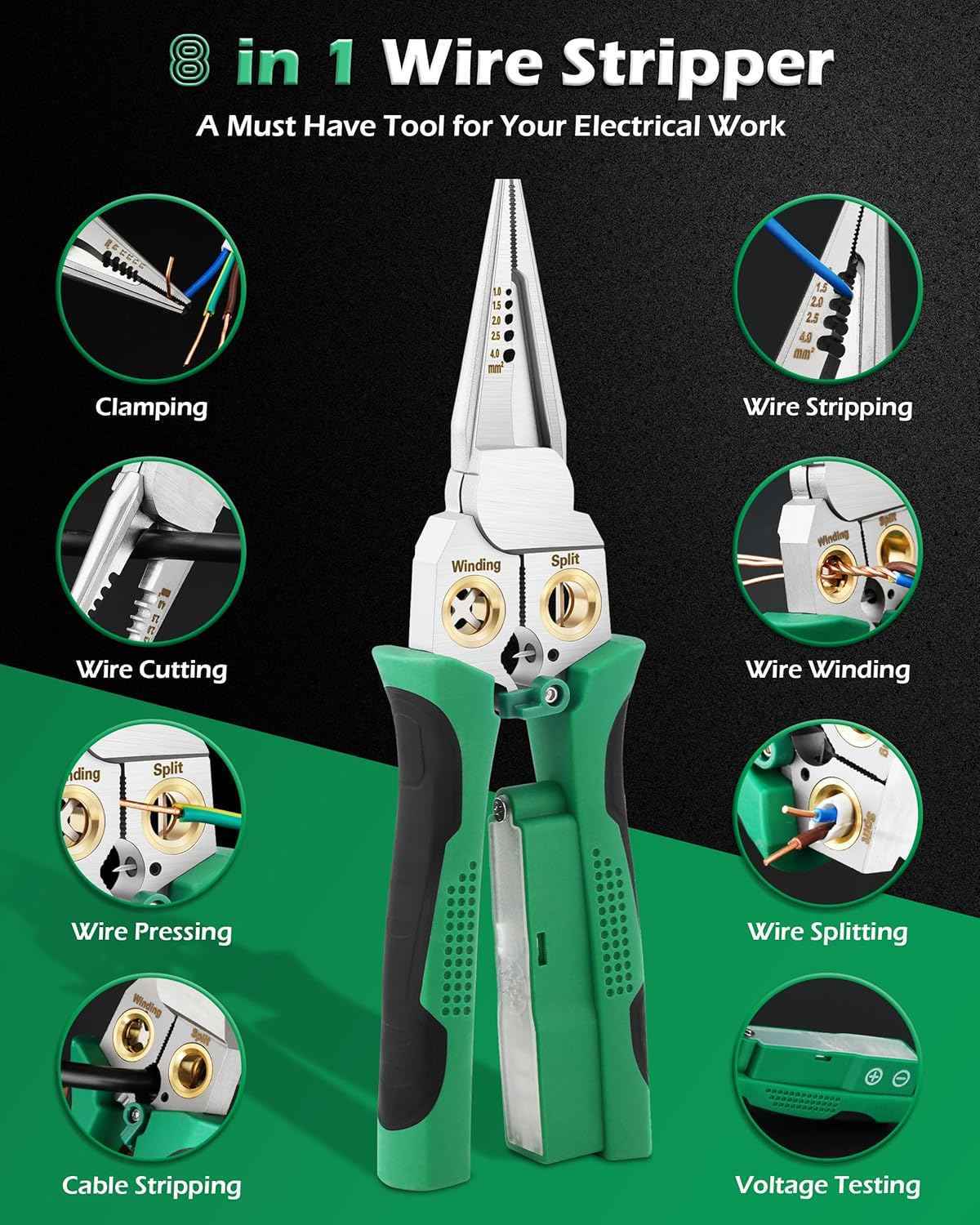 8 In 1 Wire Stripper with Voltage Tester