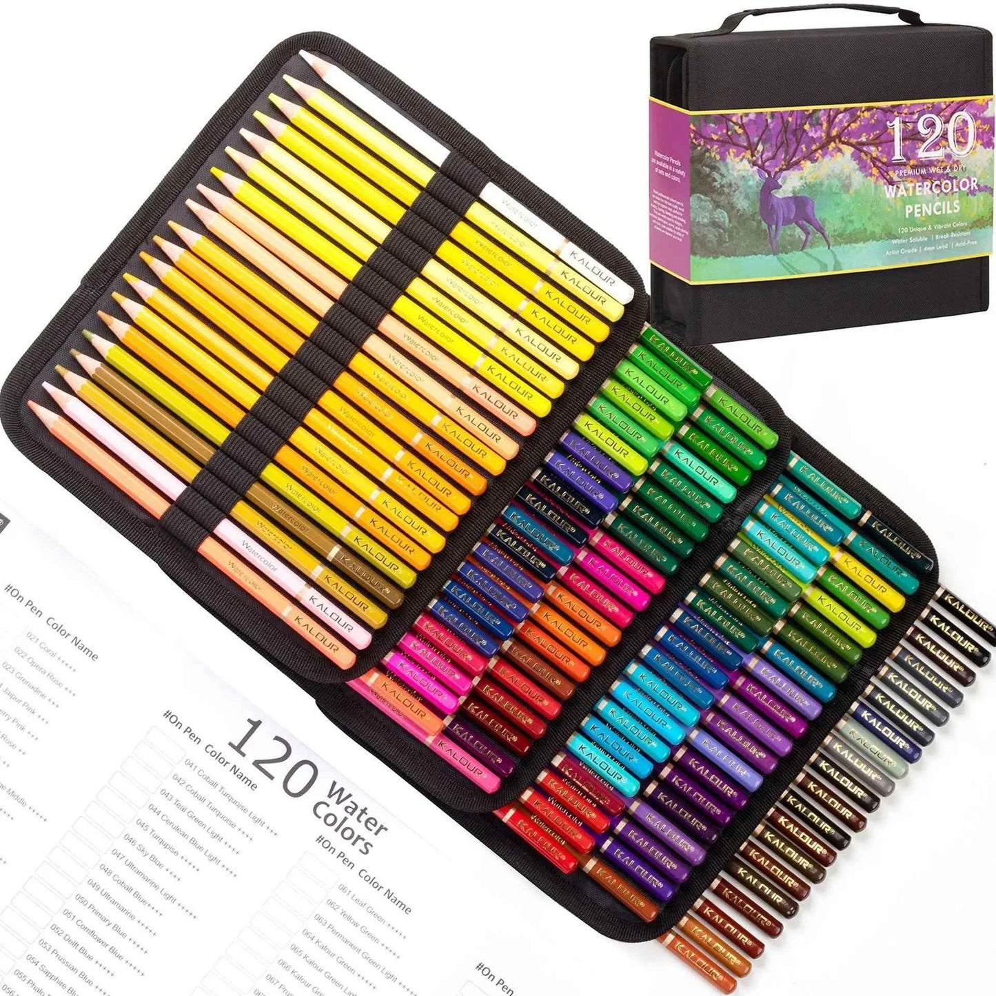 KALOUR 120 Watercolor Pencils Set with Carrying Case - TTpen