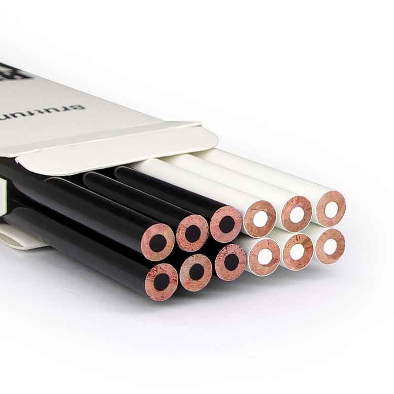 BRUTFUNER 12Pcs Black & White Oily Color Sketch Drawing Pencils - TTpen