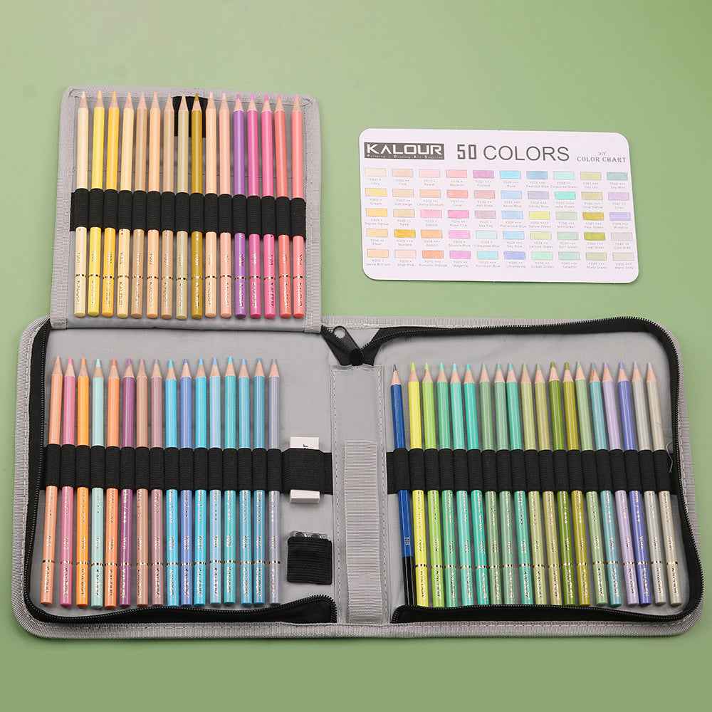 KALOUR 50 Macaron Pastel Colored Pencils Set with Carrrying Case - TTpen