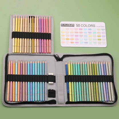 KALOUR 50 Macaron Pastel Colored Pencils Set with Carrrying Case - TTpen