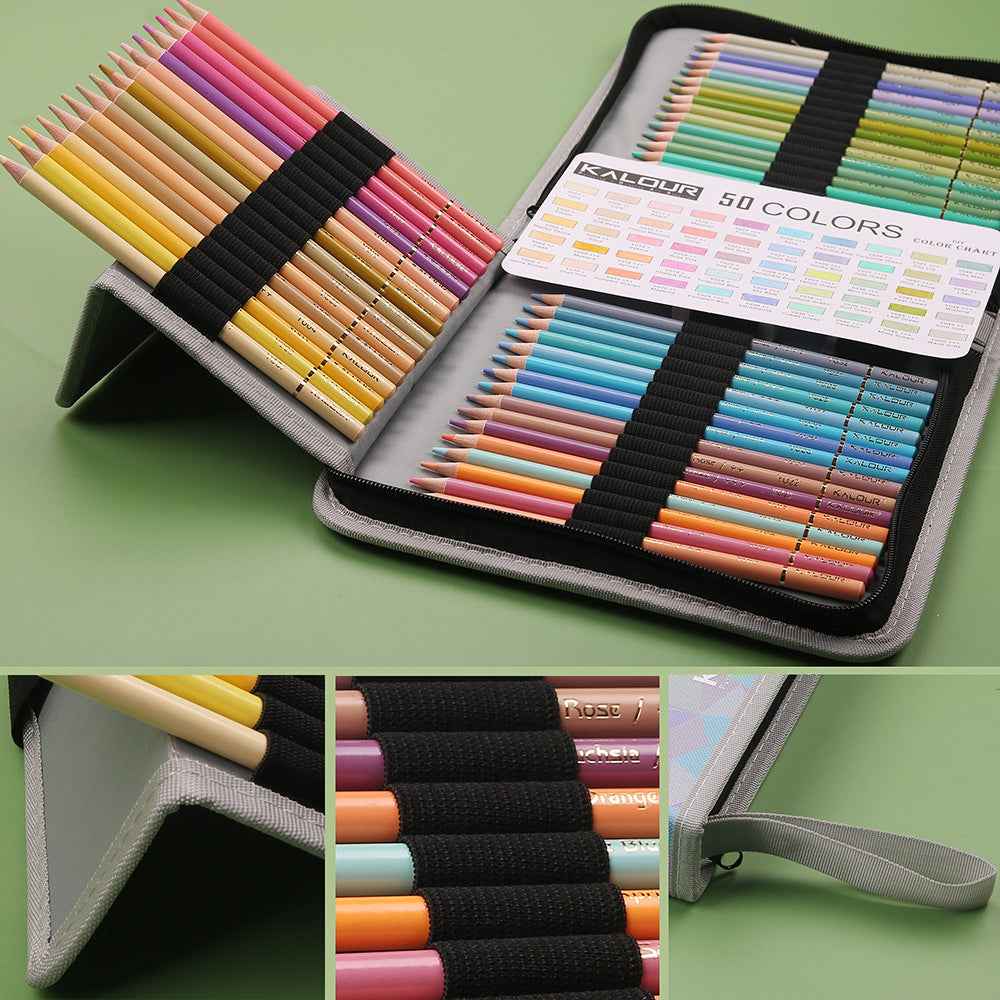 KALOUR 50 Macaron Pastel Colored Pencils Set with Carrrying Case - TTpen