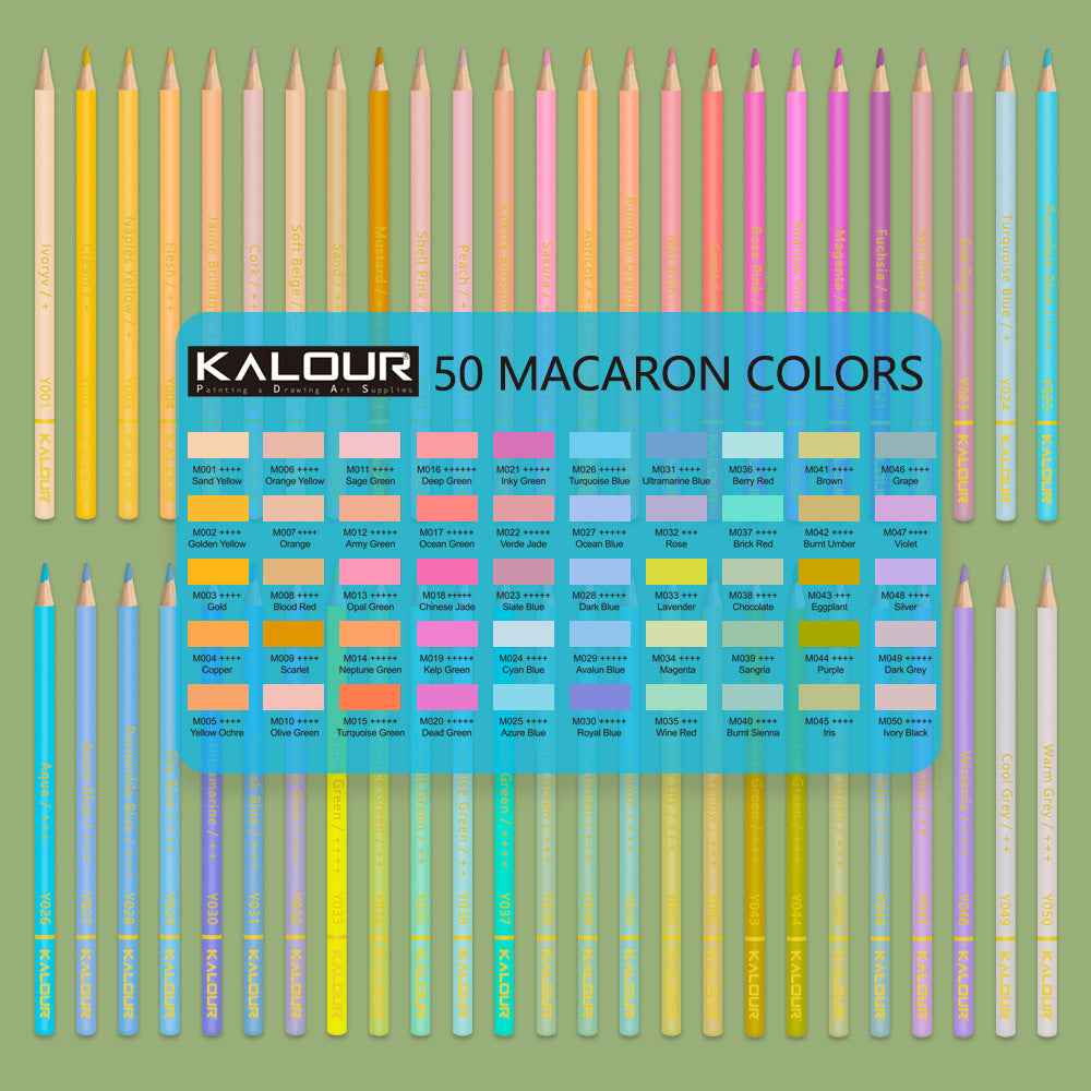 KALOUR 50 Macaron Pastel Colored Pencils Set with Carrrying Case - TTpen