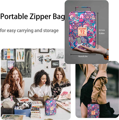 KALOUR 72 Colored Oil Based Art Drawing Pencils with Pencil Case Blue - TTpen