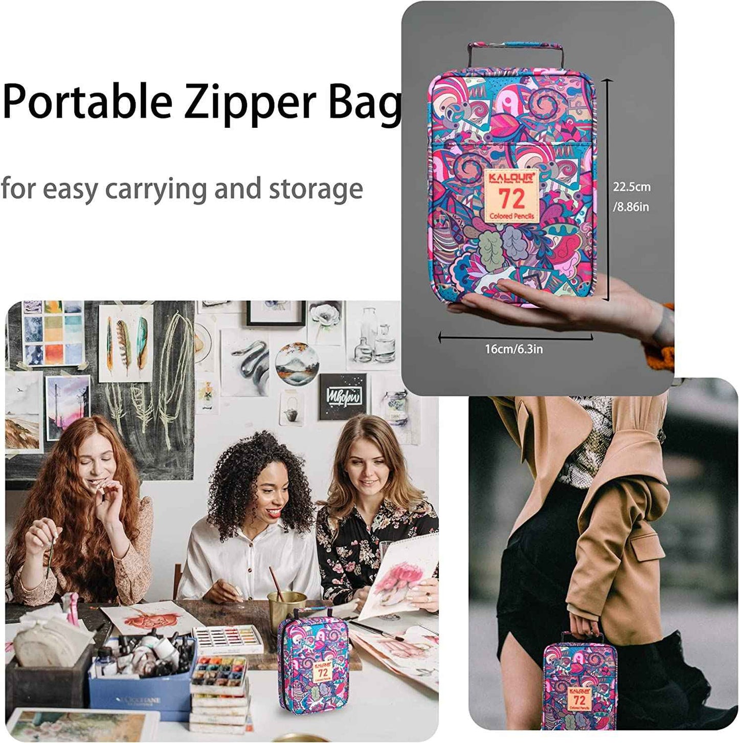 KALOUR 72 Color Oil Based Art Drawing Pencils with Pencil Case Pink - TTpen