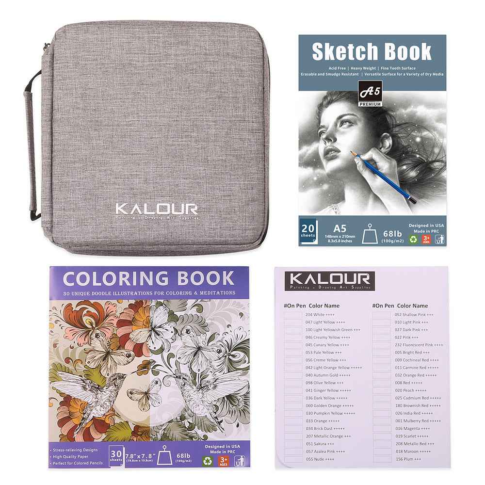 KALOUR 132 Colored Pencils Set with Portable Zipper Travel Case - TTpen