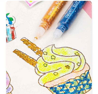 DELI 12 Color Glitter Glue Stick Pens Set 12ml